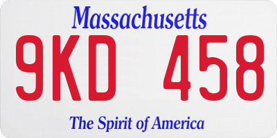 MA license plate 9KD458