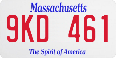 MA license plate 9KD461