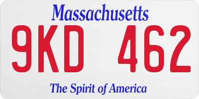MA license plate 9KD462
