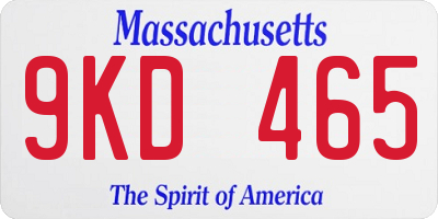 MA license plate 9KD465