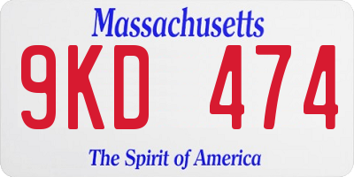 MA license plate 9KD474