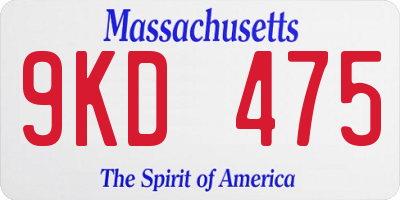 MA license plate 9KD475