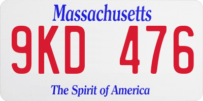 MA license plate 9KD476