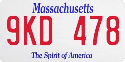 MA license plate 9KD478