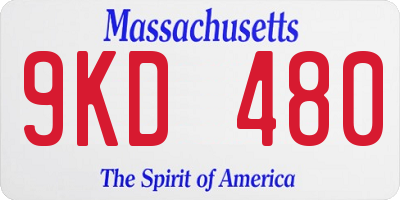 MA license plate 9KD480