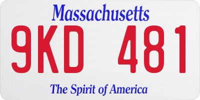 MA license plate 9KD481
