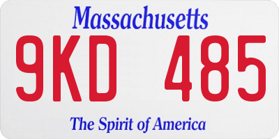 MA license plate 9KD485