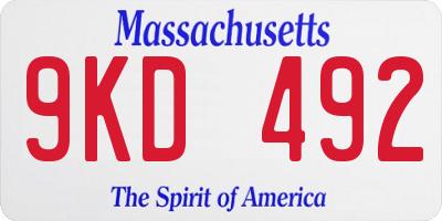 MA license plate 9KD492
