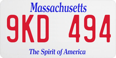 MA license plate 9KD494