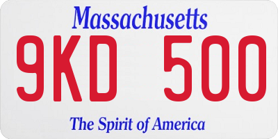 MA license plate 9KD500