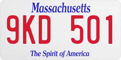 MA license plate 9KD501
