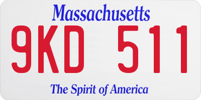 MA license plate 9KD511