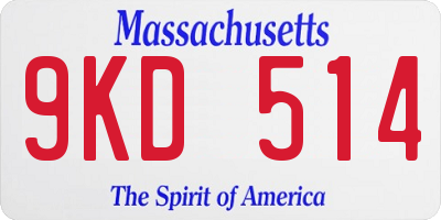 MA license plate 9KD514
