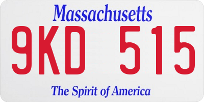 MA license plate 9KD515