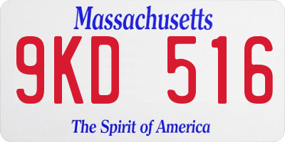 MA license plate 9KD516