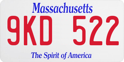 MA license plate 9KD522