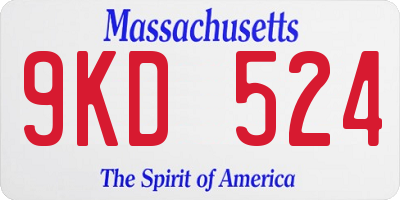MA license plate 9KD524