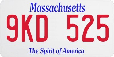 MA license plate 9KD525