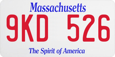 MA license plate 9KD526