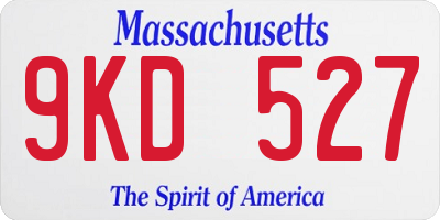 MA license plate 9KD527