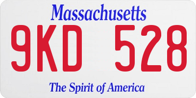 MA license plate 9KD528