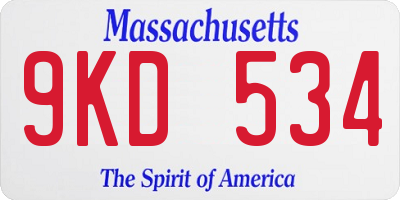 MA license plate 9KD534