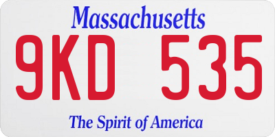 MA license plate 9KD535