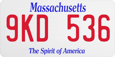 MA license plate 9KD536