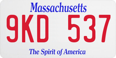MA license plate 9KD537
