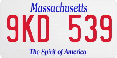 MA license plate 9KD539