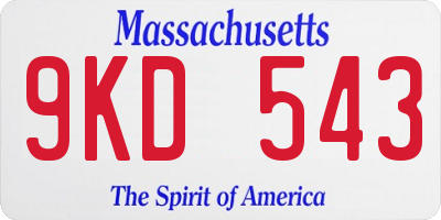 MA license plate 9KD543