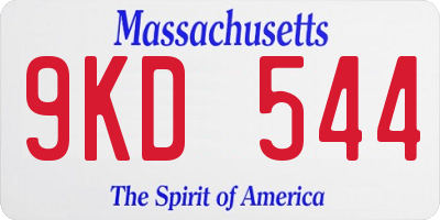 MA license plate 9KD544