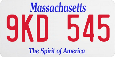 MA license plate 9KD545