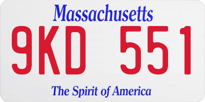 MA license plate 9KD551