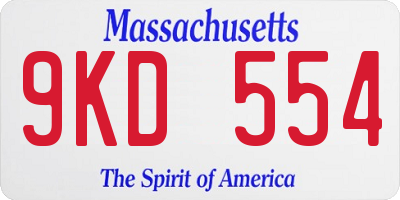 MA license plate 9KD554