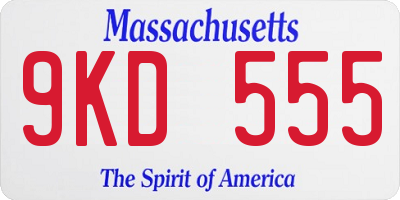 MA license plate 9KD555