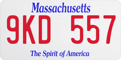 MA license plate 9KD557