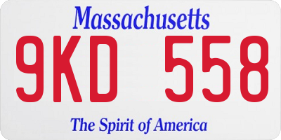 MA license plate 9KD558
