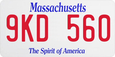 MA license plate 9KD560