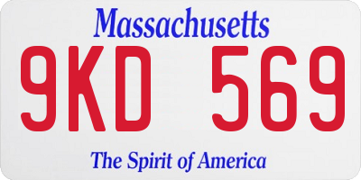 MA license plate 9KD569
