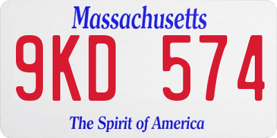 MA license plate 9KD574