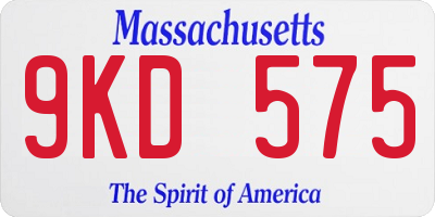 MA license plate 9KD575