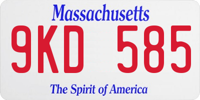 MA license plate 9KD585