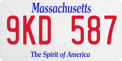 MA license plate 9KD587