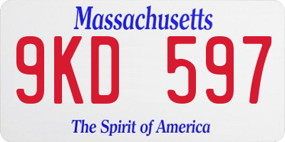 MA license plate 9KD597