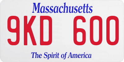 MA license plate 9KD600