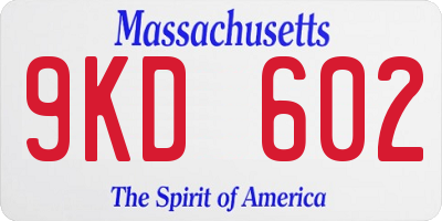 MA license plate 9KD602