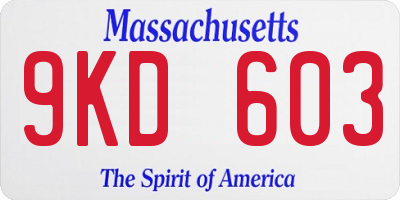MA license plate 9KD603