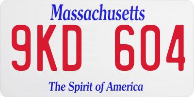 MA license plate 9KD604