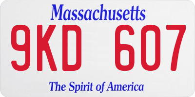 MA license plate 9KD607